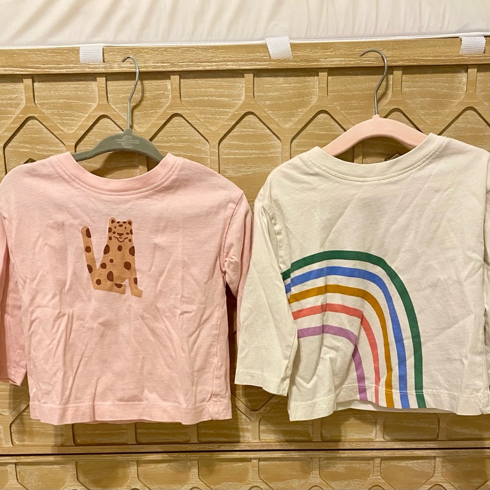 Hanna Andersson Long Sleeve Shirts Pink White Rainbow Animal Print